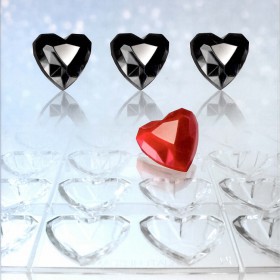 Поликарбонатна форма бонбон "Сърце - диамант"